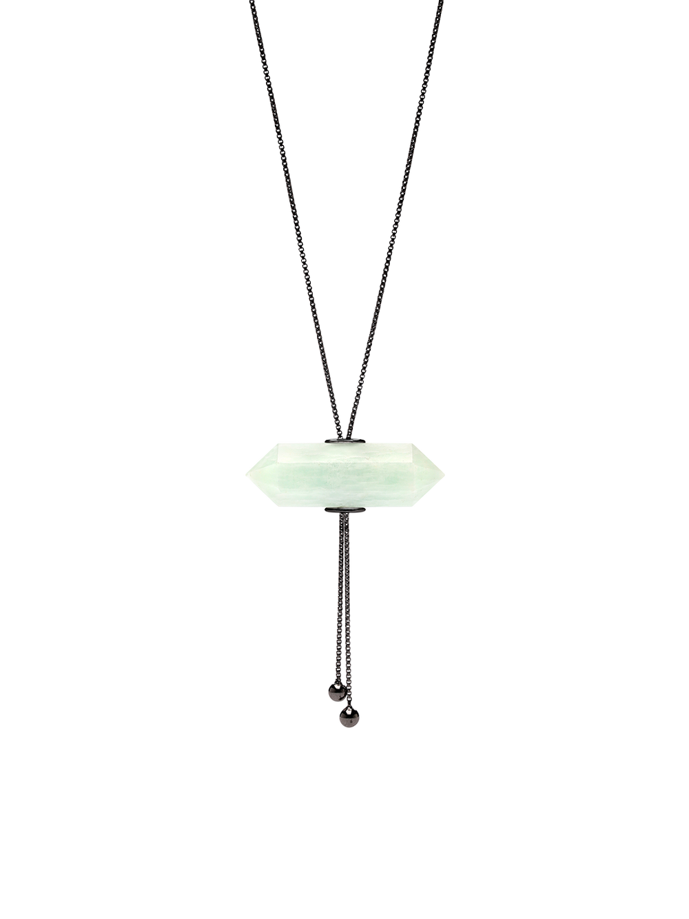 GLIDING CRYSTAL DOUBLE POINT NECKLACE BLACK RHODIUM