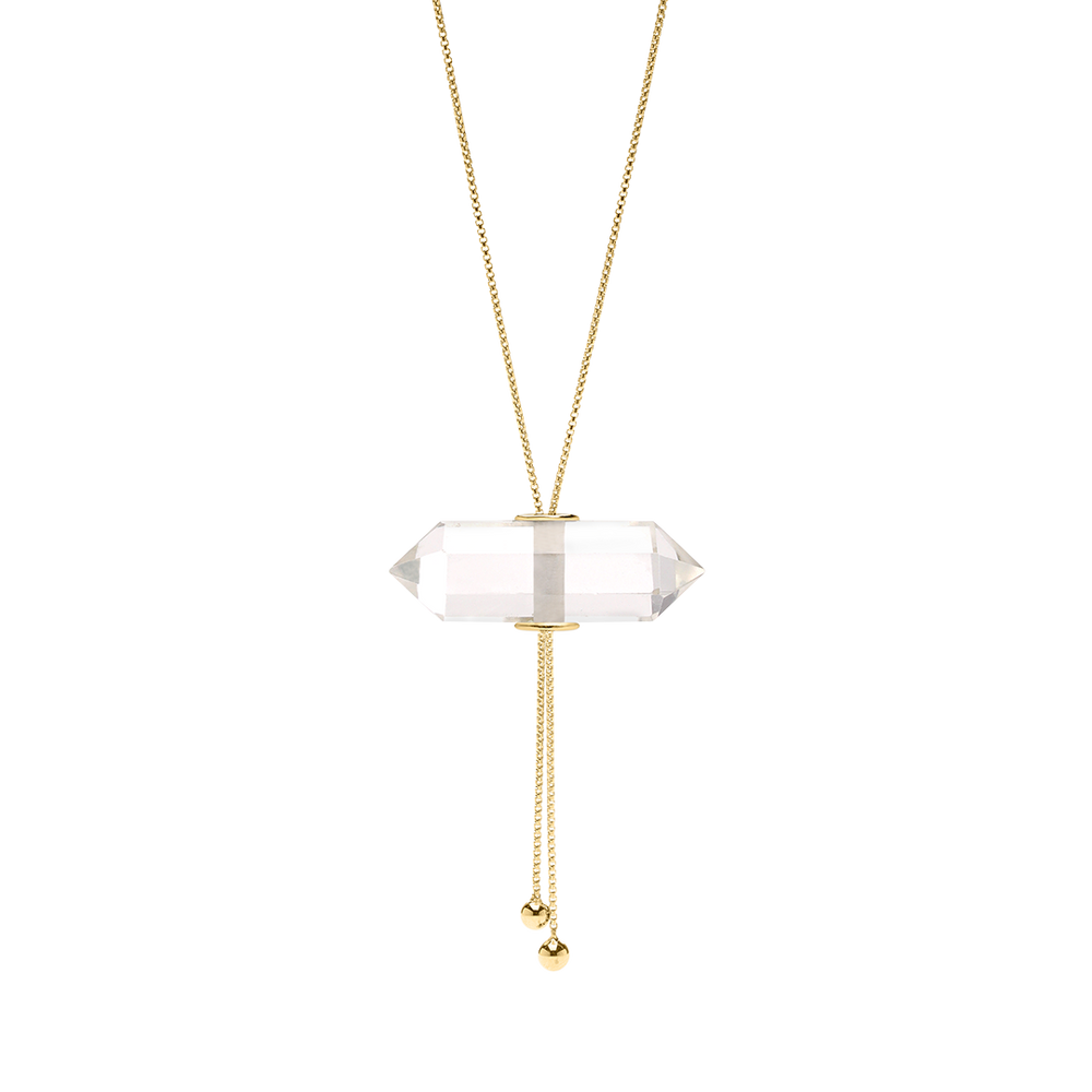 
                      
                        GLIDING CRYSTAL DOUBLE POINT NECKLACE 18K VERMEIL YELLOW GOLD
                      
                    