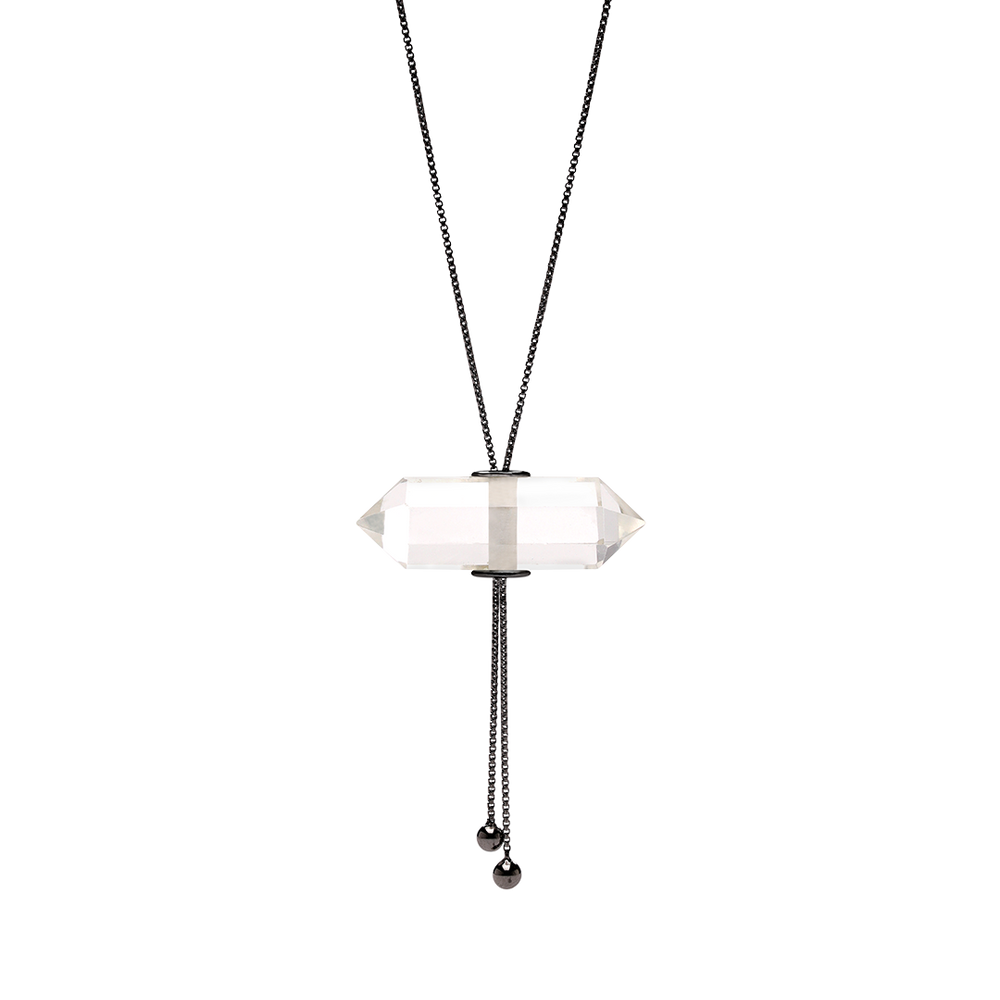 
                      
                        GLIDING CRYSTAL DOUBLE POINT NECKLACE BLACK RHODIUM
                      
                    