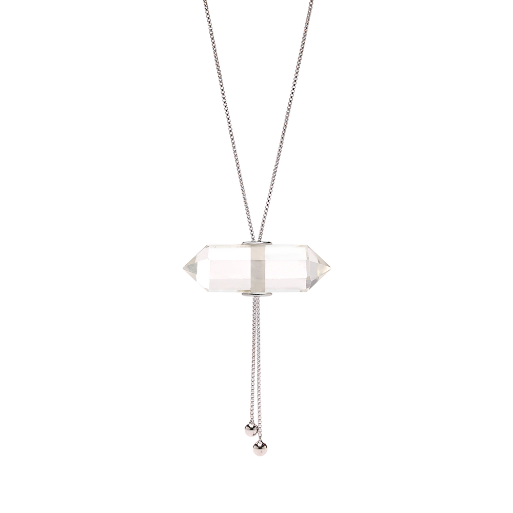 
                      
                        GLIDING CRYSTAL DOUBLE POINT NECKLACE WHITE RODHIUM
                      
                    