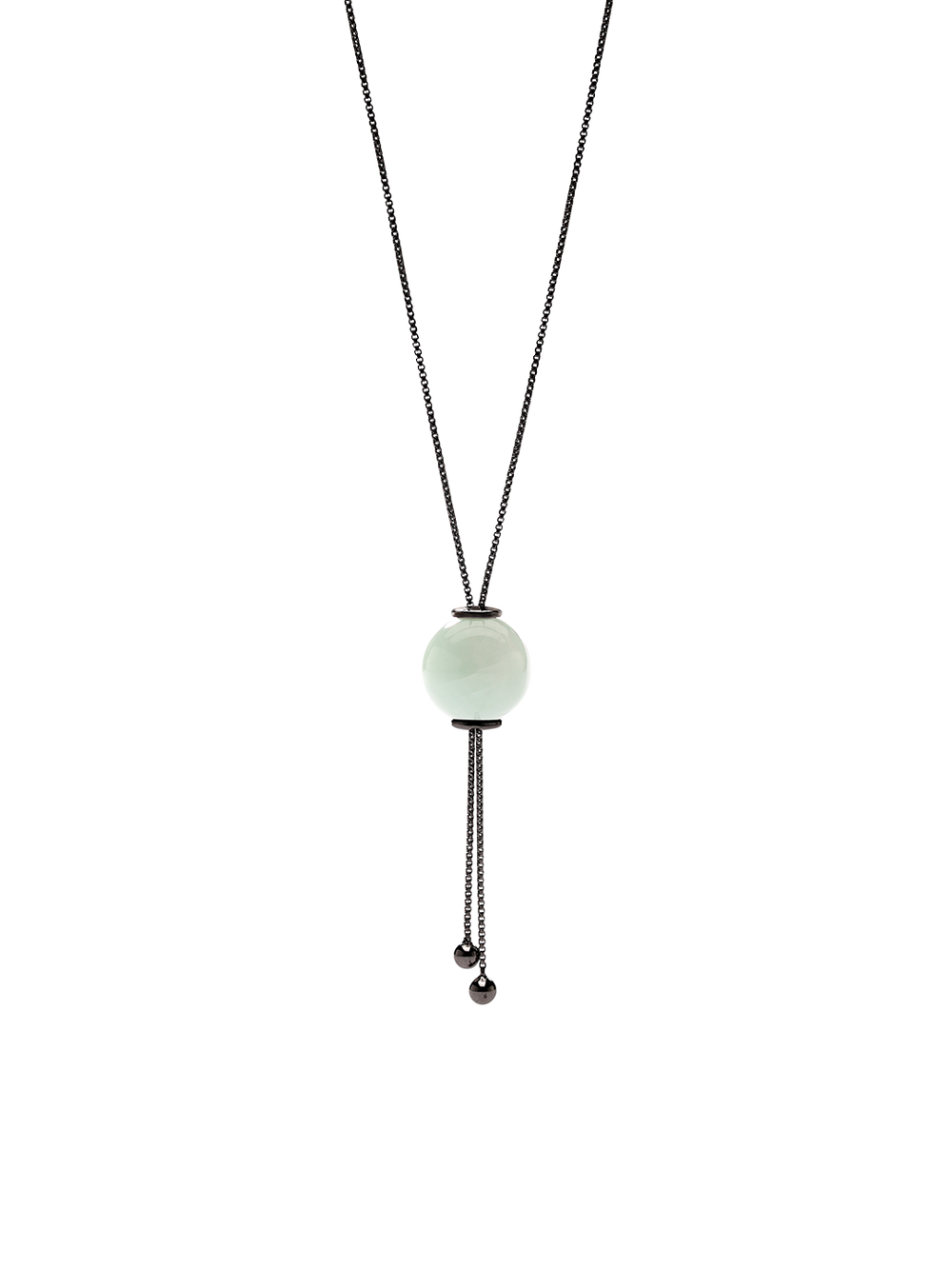 GLIDING CRYSTAL SPHERE NECKLACE BLACK RHODIUM