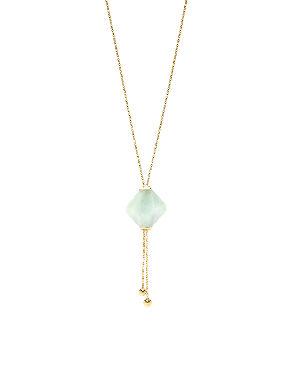 GLIDING CRYSTAL TWIN PYRAMID NECKLACE 18K VERMEIL YELLOW GOLD